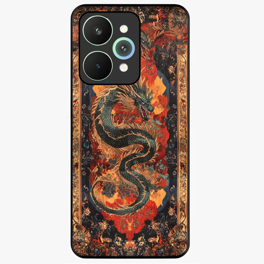 Inferno Dragon Soul Glass Case showing flat back view with fiery dragon artwork and glossy glass finish.