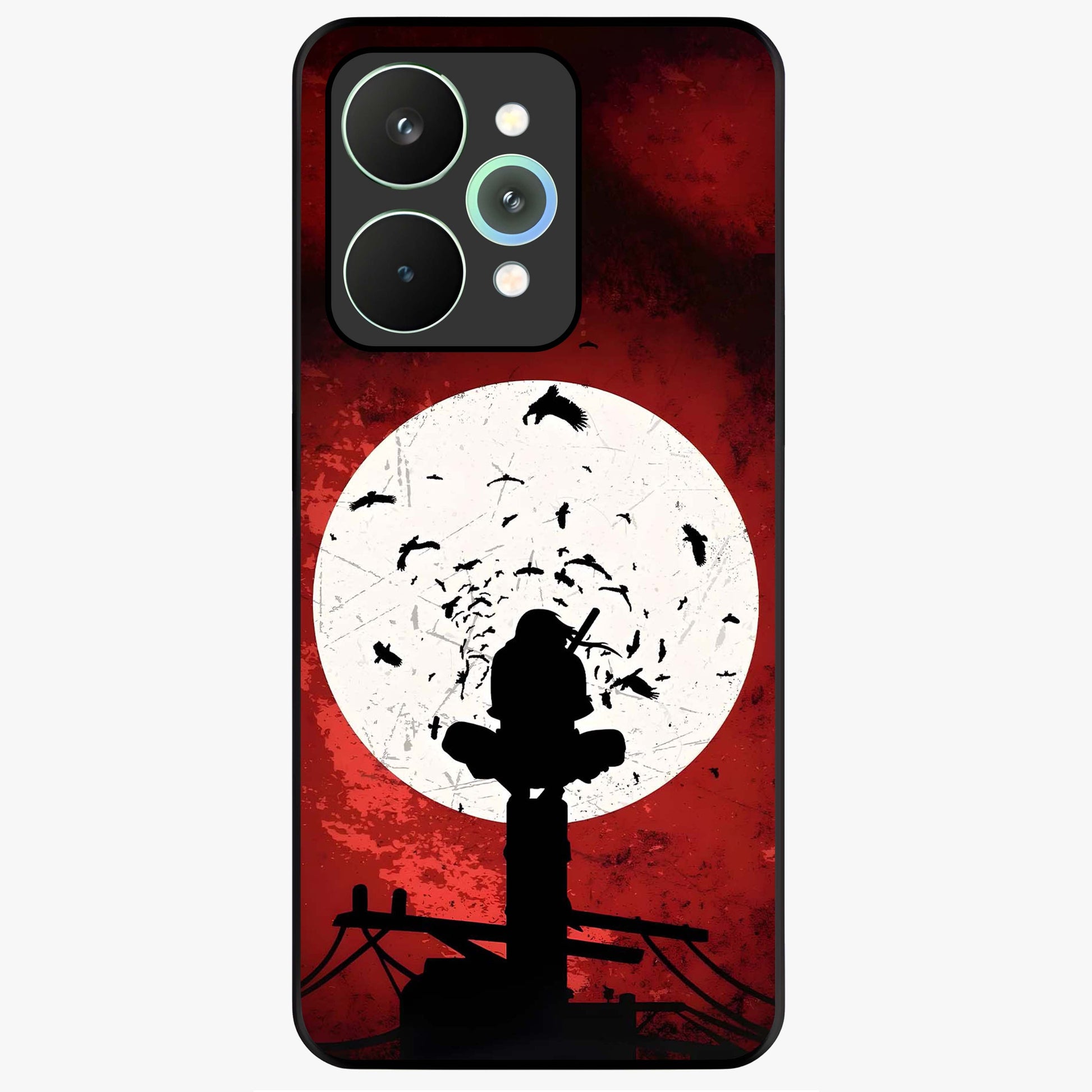 Itachi Limited Edition Naruto Anime Glass Case showing flat back view with iconic anime character artwork and glossy glass finish.