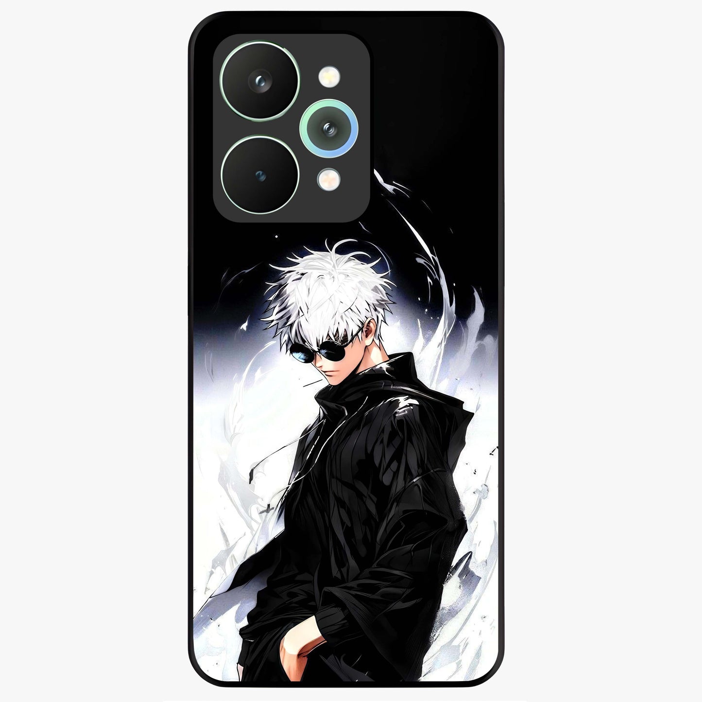Limitless Shadow King Glass Case showing flat back view with powerful shadow warrior artwork and glossy glass finish.