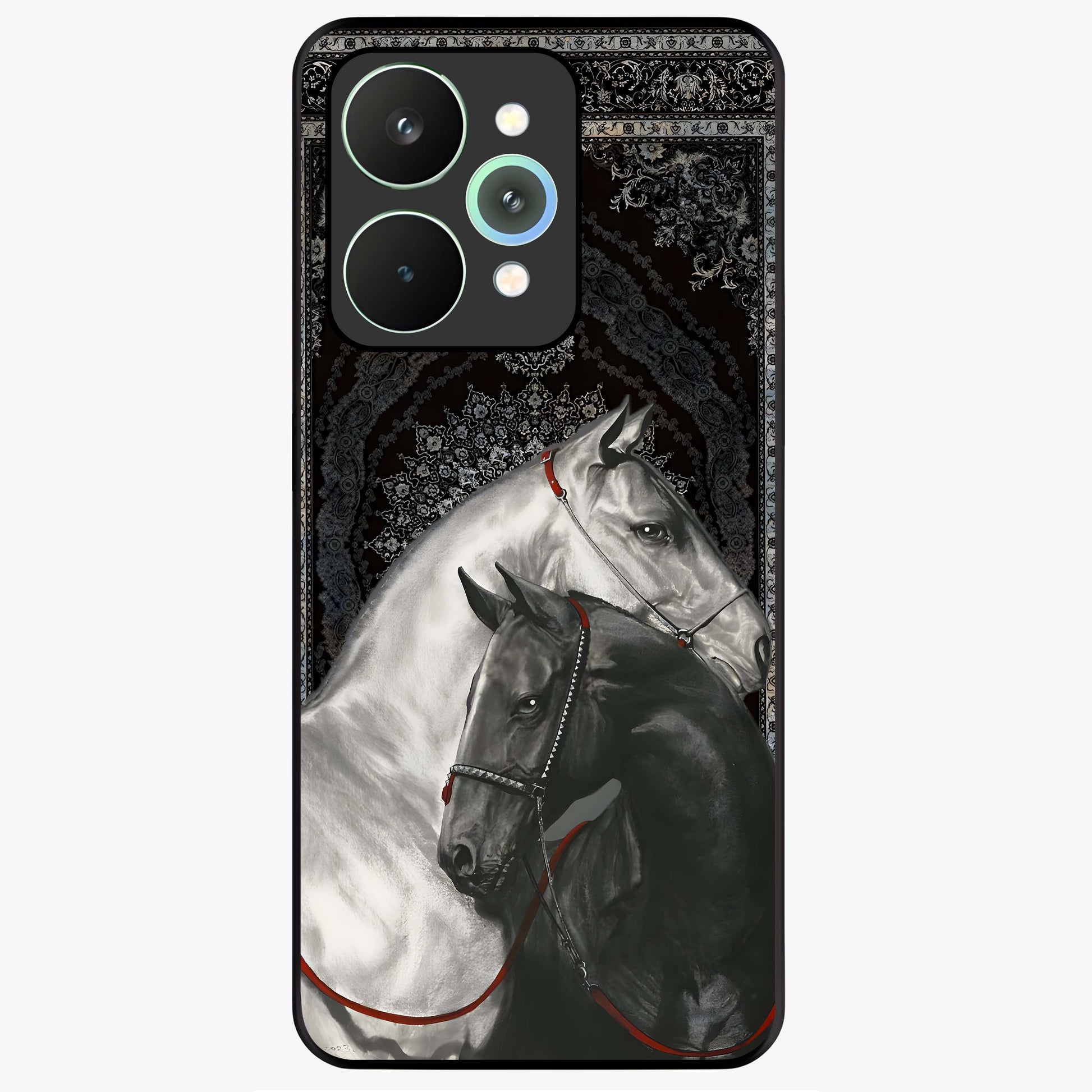 Majestic Ride Legacy Glass Case showing flat back view with powerful automotive inspired artwork and glossy glass finish.