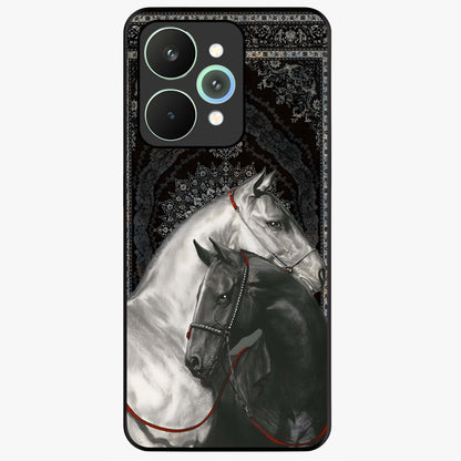 Majestic Ride Legacy Glass Case showing flat back view with powerful automotive inspired artwork and glossy glass finish.