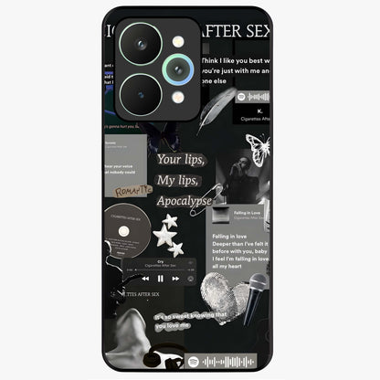Midnight Love Echo Glass Case showing flat back view with romantic midnight themed artwork and glossy glass finish.