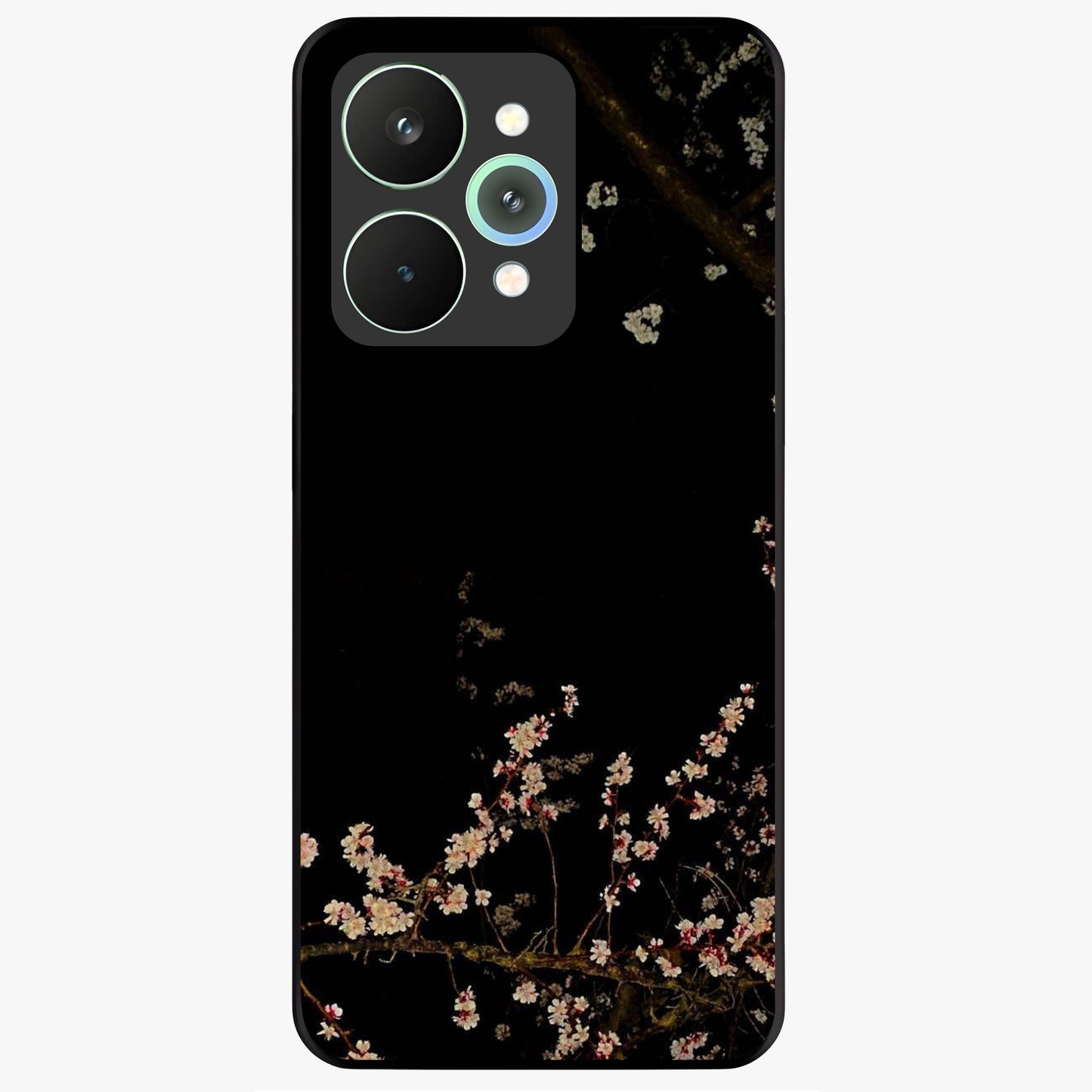 Petal Moon Light With Custom Name Glass Case showing flat back view with floral moonlight artwork and personalized name design.