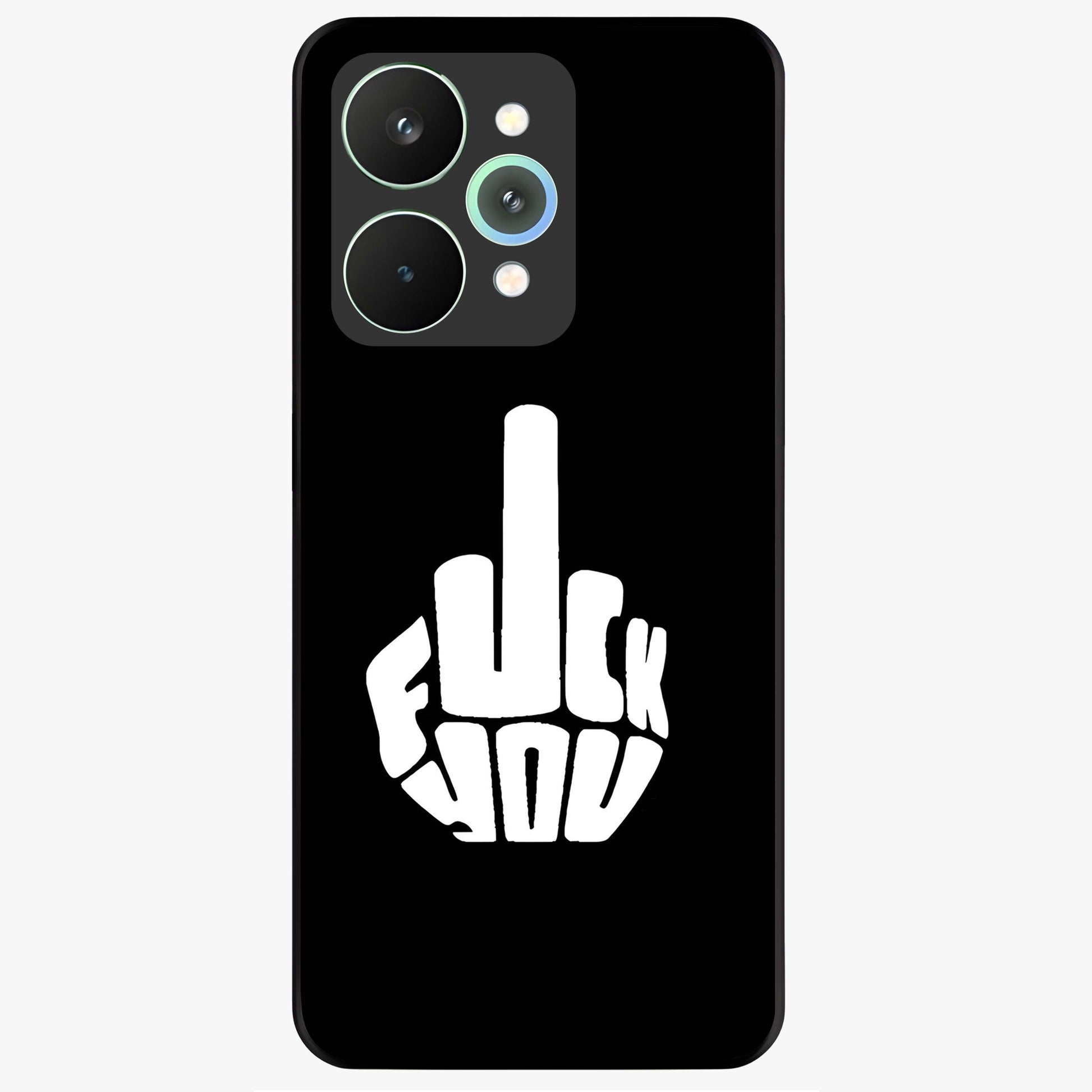 Rebel Mode On Glass Case showing flat back view with bold rebellious typography artwork and glossy glass finish.