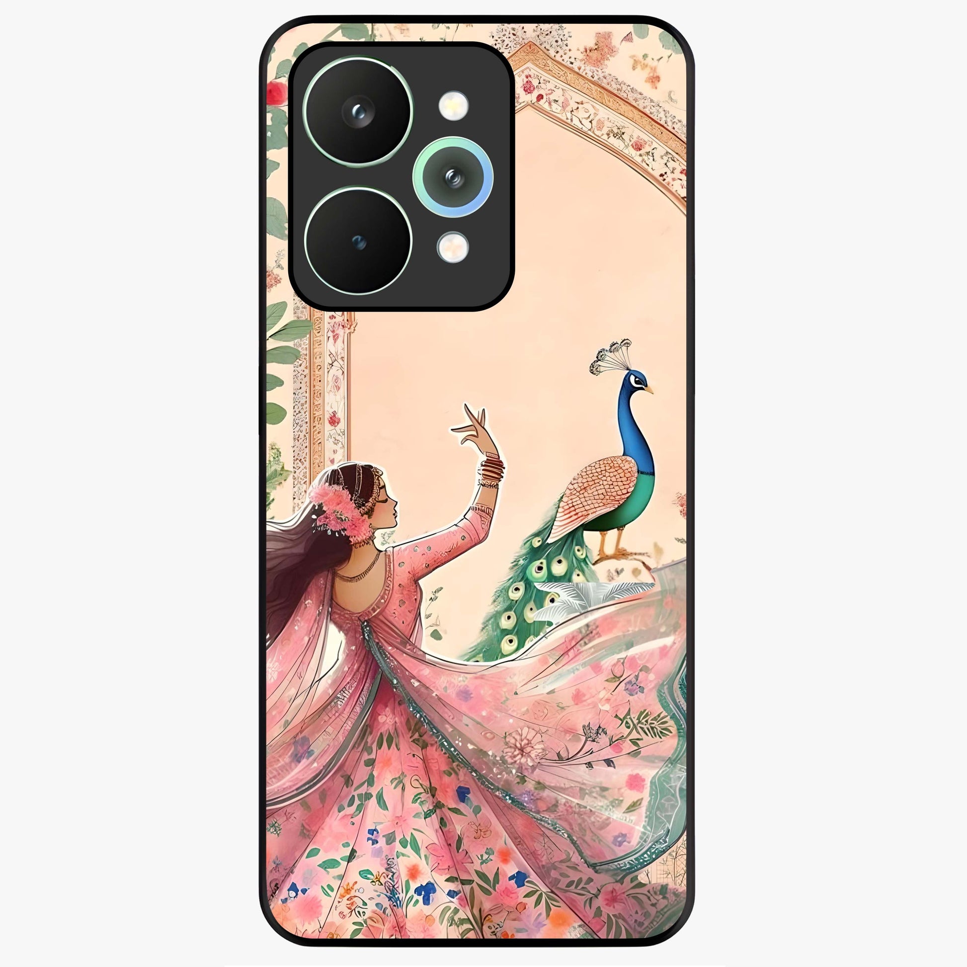 Royal Grace Muse Glass Case showing flat back view with elegant artistic artwork and glossy glass finish.