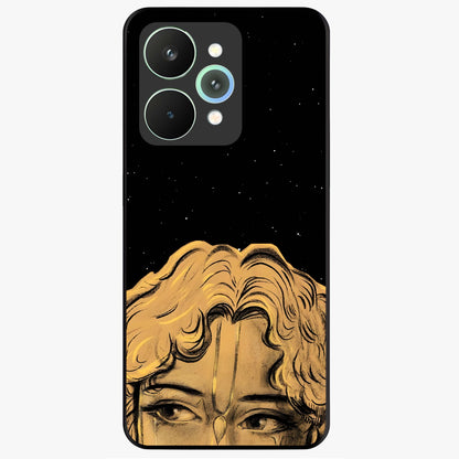 Shri Krishna Art Glass Case showing flat back view with devotional Krishna artwork and glossy glass finish.
