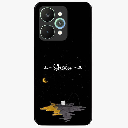 Silent Night Row Glass Case showing flat back view with calm night themed artwork and glossy glass finish.
