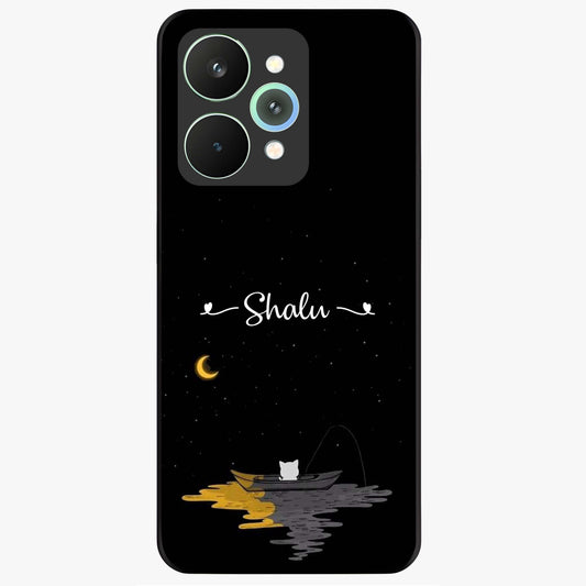 Silent Night Row Glass Case showing flat back view with calm night themed artwork and glossy glass finish.