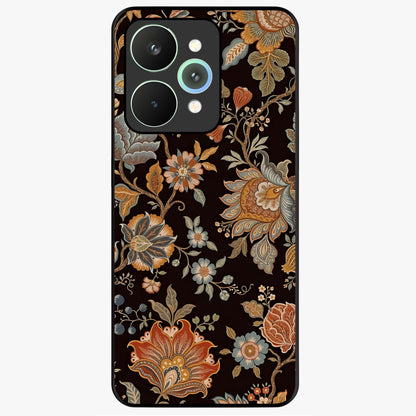 Vintage Floral Dream Glass Case showing flat back view with classic floral artwork and glossy glass finish.