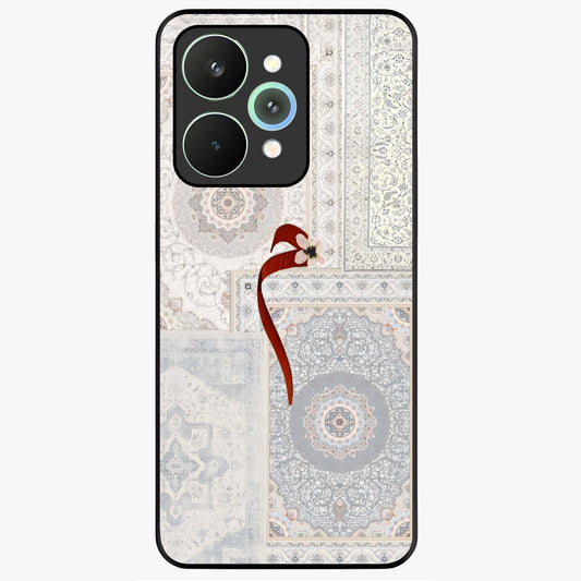 White Aesthetic Bow Glass Case showing flat back view with minimal bow artwork and glossy glass finish.
