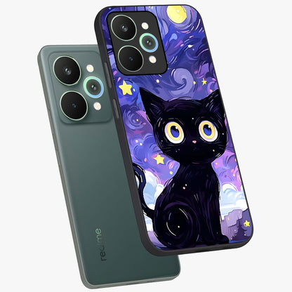 Abstract Cat Art Glass Case displayed in angled mockup highlighting modern abstract cat artwork and sleek glass surface.