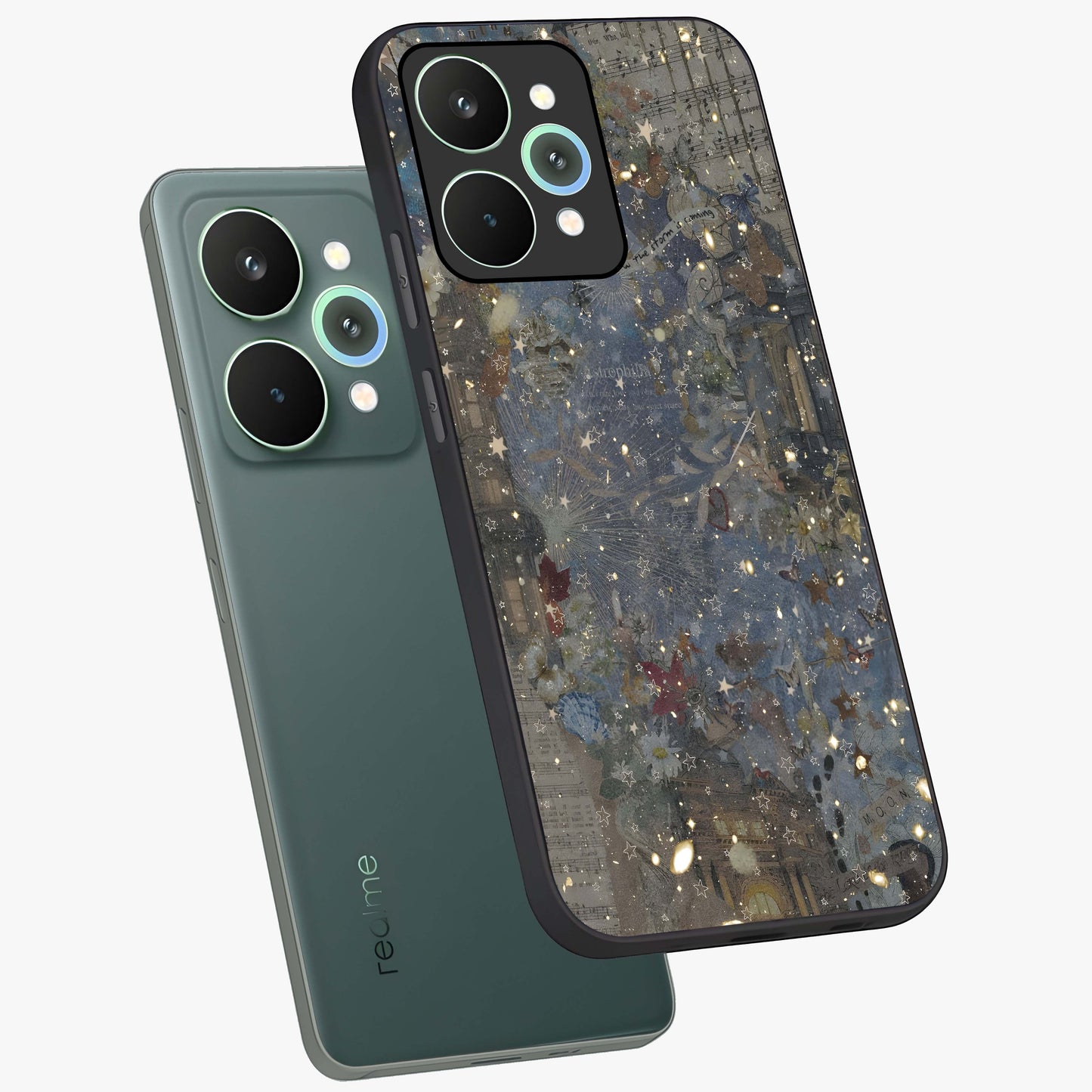Aesthetic Astrolophia Glass Case displayed in angled mockup highlighting artistic aesthetic elements and smooth glass surface.