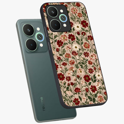 Biege Flower With Leaf Glass Case displayed in angled mockup highlighting minimal floral leaf design and elegant aesthetic.