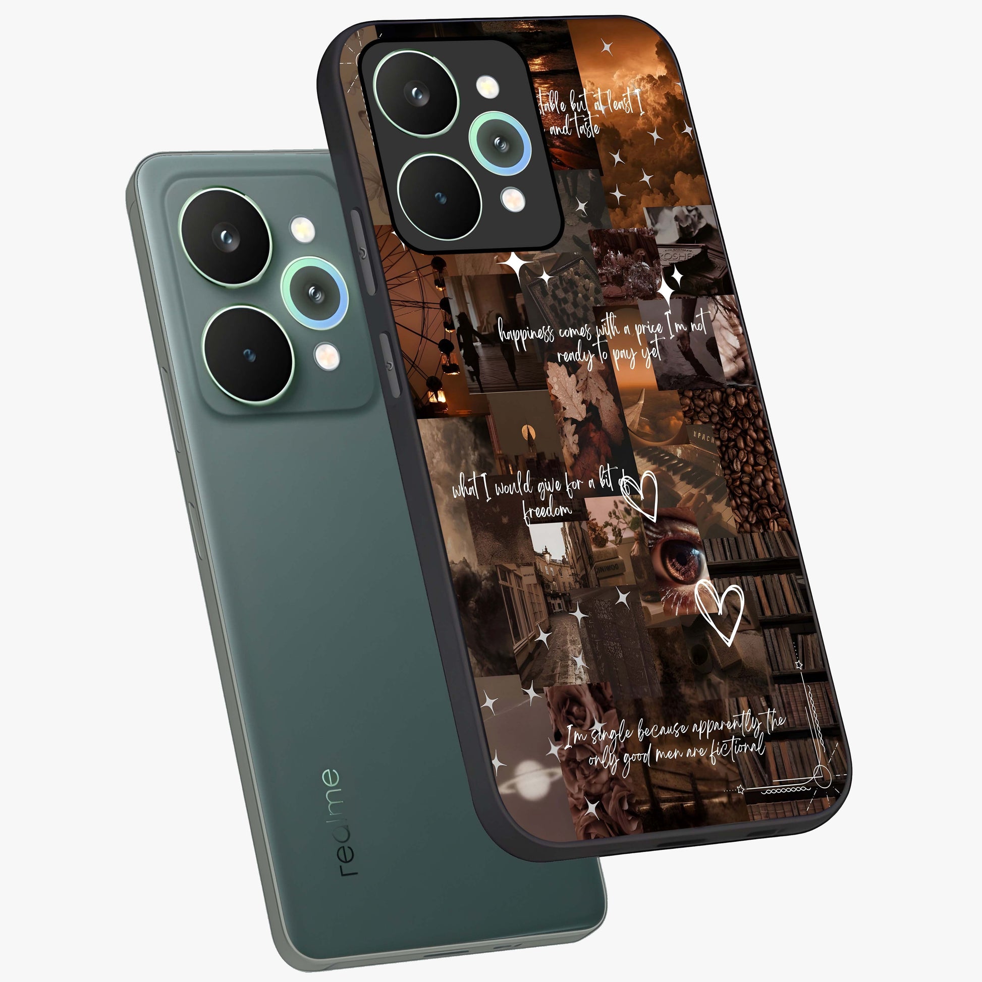 Bittersweet Aesthetic Chaos Glass Case displayed in angled mockup highlighting expressive abstract artwork and edgy aesthetic theme.
