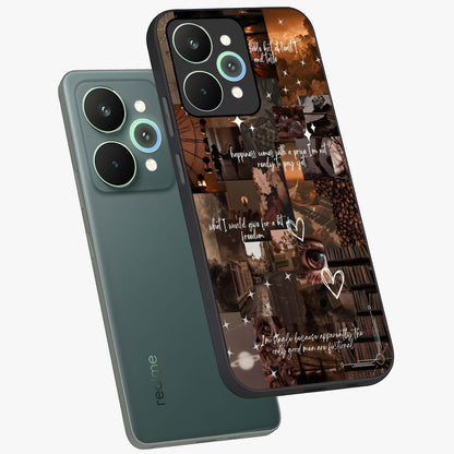 Bittersweet Aesthetic Chaos Glass Case displayed in angled mockup highlighting expressive abstract artwork and edgy aesthetic theme.