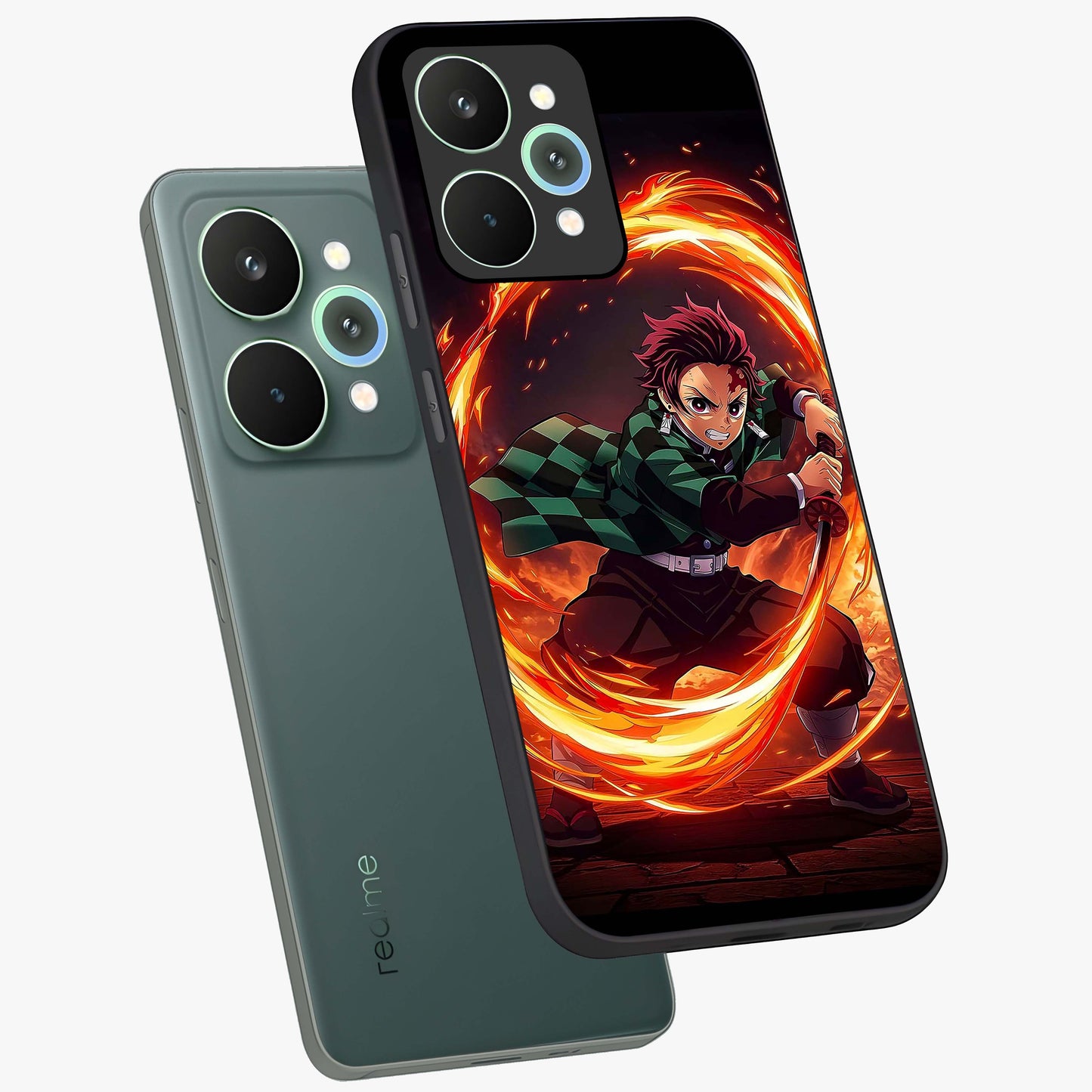Blazing Sword Resolve Glass Case displayed in angled mockup highlighting powerful sword illustration and bold fantasy theme.
