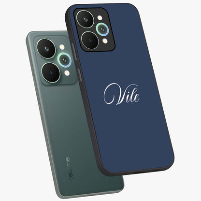 Blue Vintage Floral Pattern Glass Case showing flat back view with elegant vintage floral artwork and glossy glass finish.