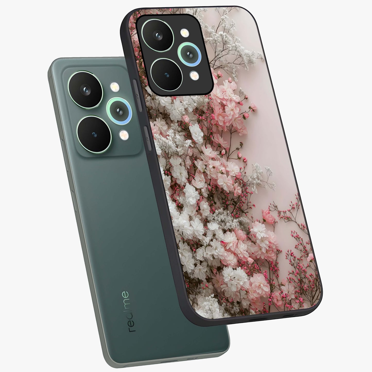 Blush Blossom Cloud Glass Case displayed in angled mockup highlighting soft cloud and blossom design with pastel aesthetic.