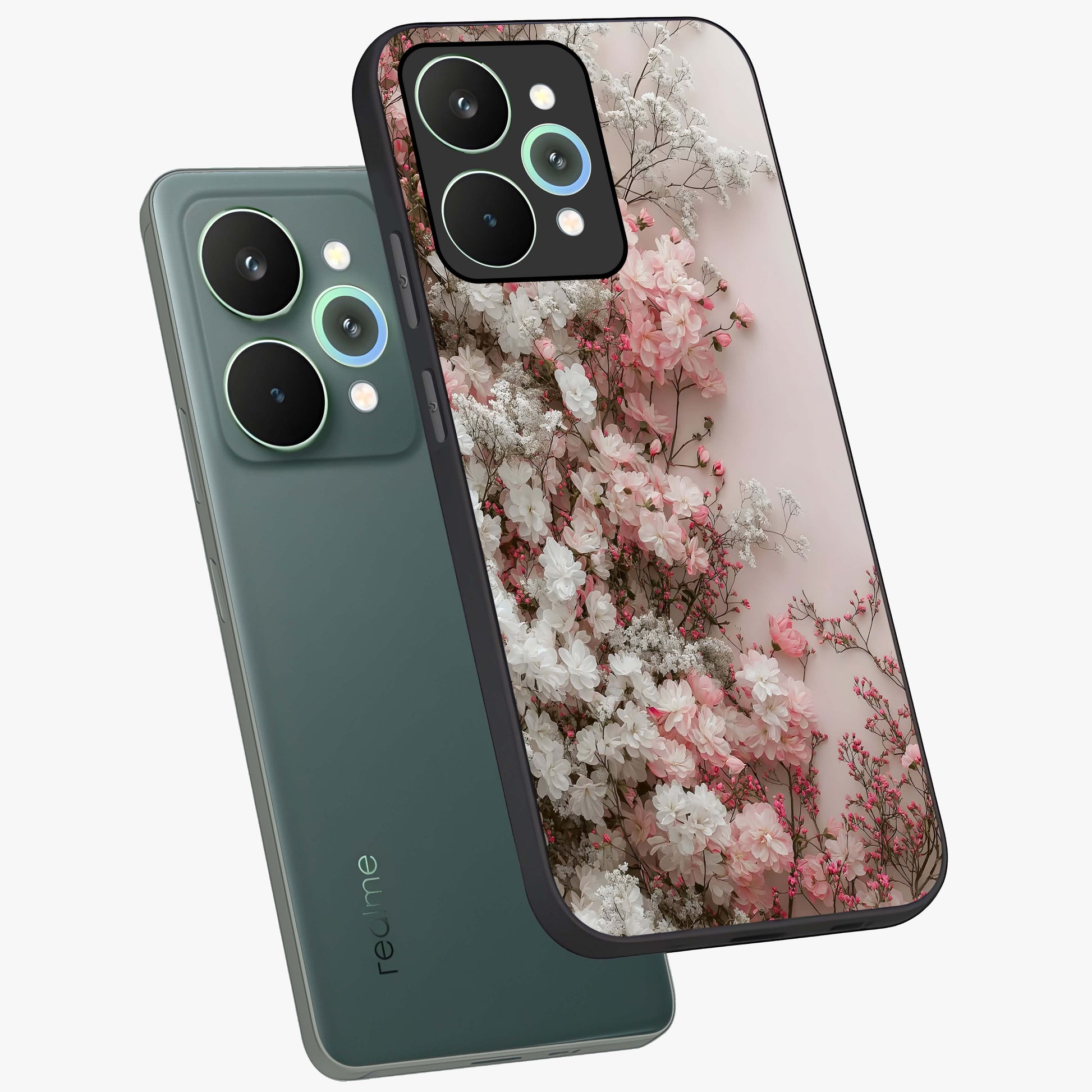 Blush Blossom Cloud Glass Case displayed in angled mockup highlighting soft cloud and blossom design with pastel aesthetic.