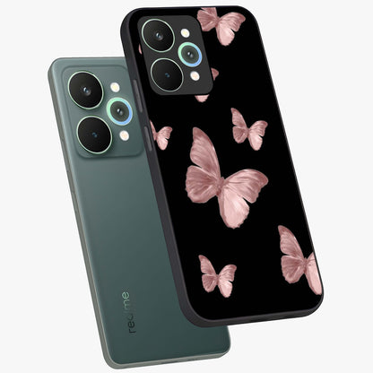 Butterfly Pattern Glass Case displayed in angled mockup highlighting delicate butterfly design and aesthetic pattern style.