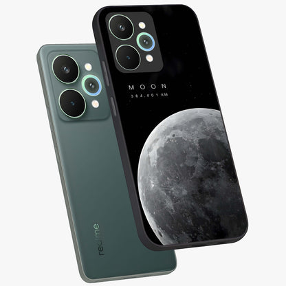 Cosmic Moon Glow Glass Case displayed in angled mockup highlighting celestial moon design with cosmic aesthetic theme.
