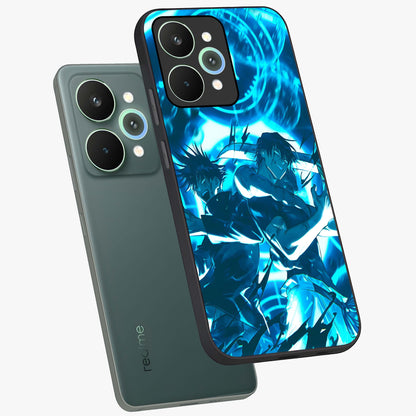 Cursed Energy Clash Glass Case displayed in angled mockup highlighting powerful battle inspired graphic with anime style aesthetic.