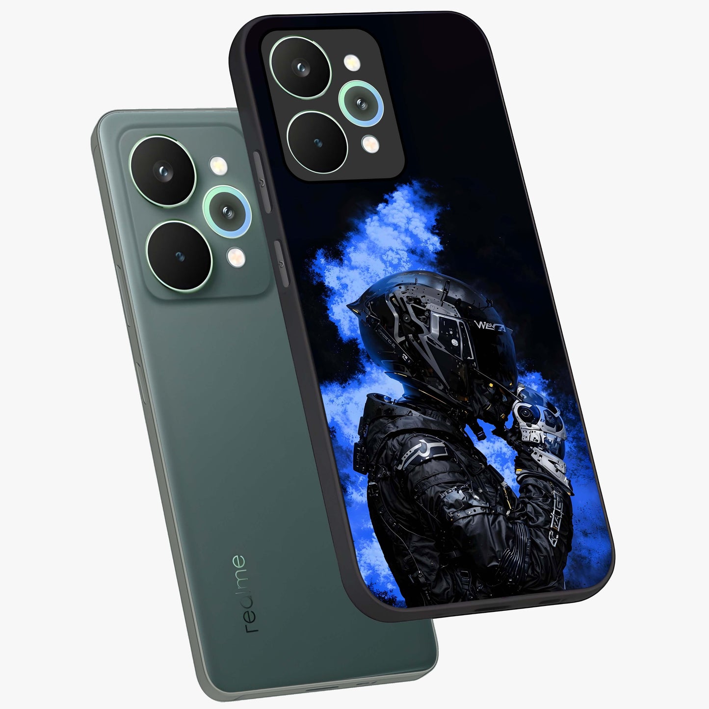 Cyber Sentinel Protocol Glass Case displayed in angled mockup highlighting digital cyber design with sci-fi aesthetic style.