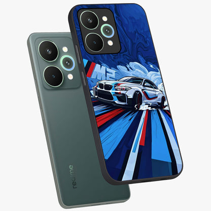 Drift Power Rush Glass Case displayed in angled mockup highlighting powerful drift car design with sporty aesthetic style.