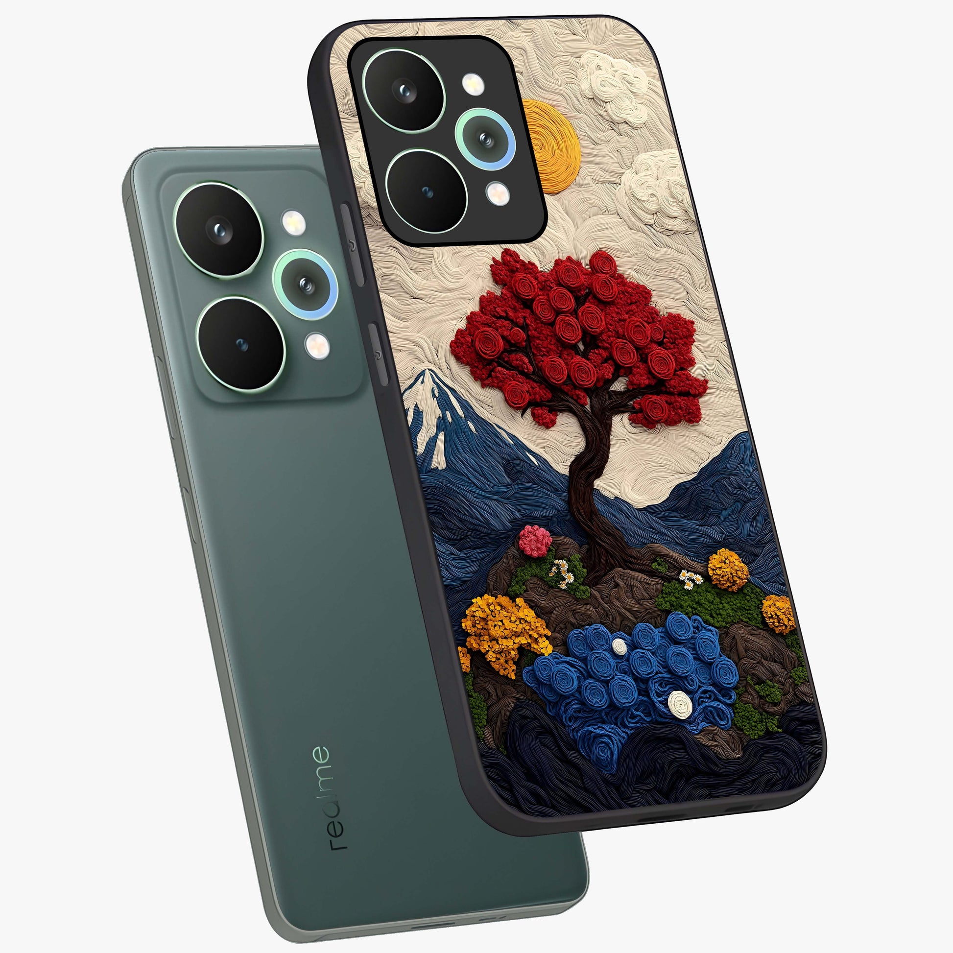 Eternal Nature Tapestry Glass Case displayed in angled mockup highlighting detailed botanical pattern with artistic aesthetic.