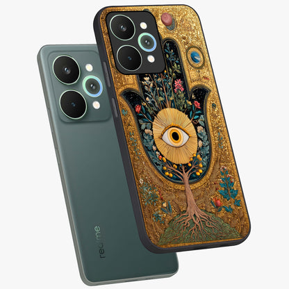 Ethereal Evil Eye Glass Case displayed in angled mockup highlighting protective evil eye symbol with spiritual aesthetic design.