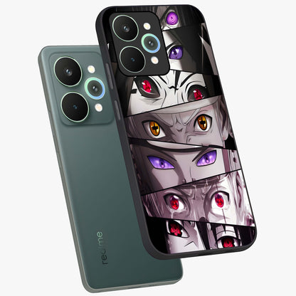 Eyes of Destiny Glass Case displayed in angled mockup highlighting bold eye illustration with mystical aesthetic style.
