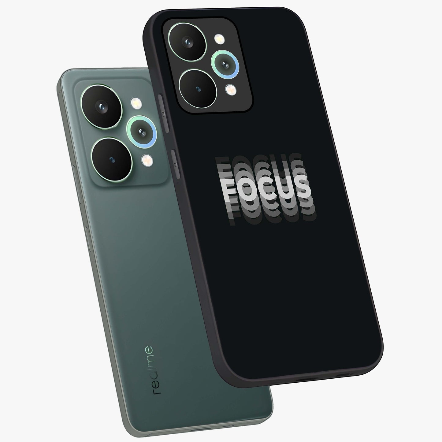 Focus Mode On Glass Case displayed in angled mockup highlighting clean minimal text artwork with modern aesthetic style.