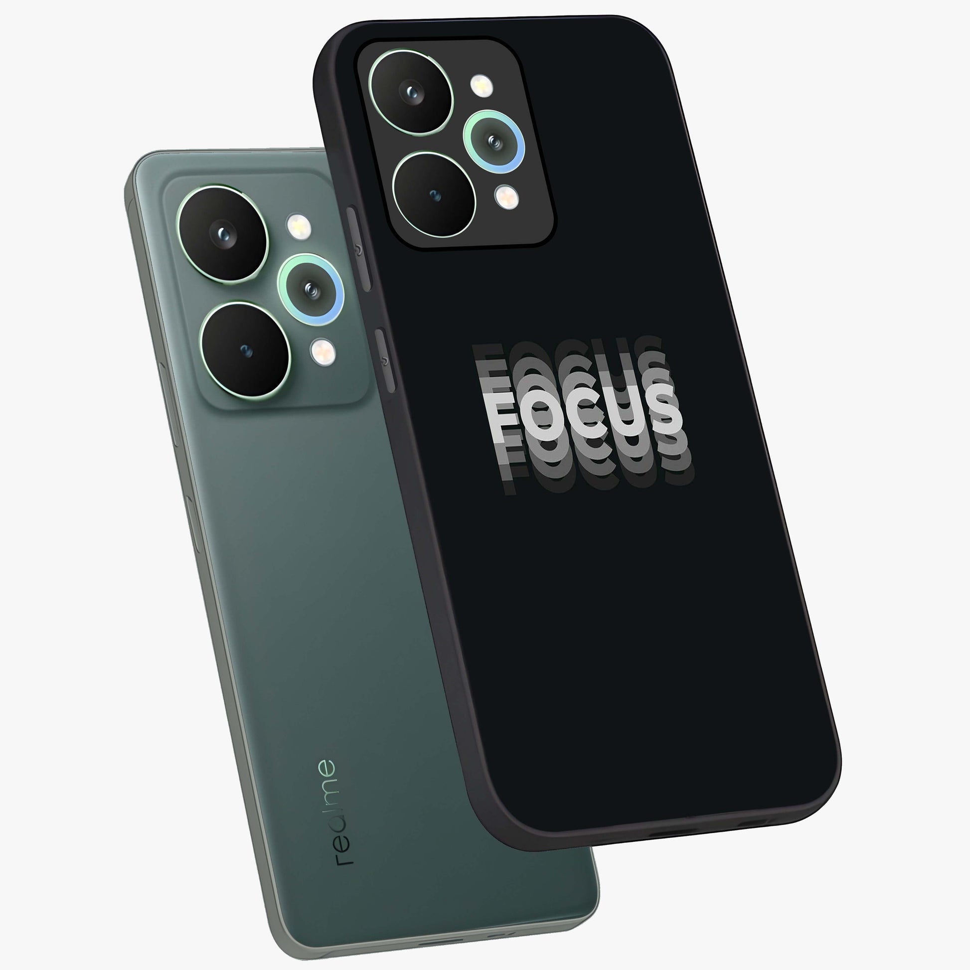Focus Mode On Glass Case displayed in angled mockup highlighting clean minimal text artwork with modern aesthetic style.