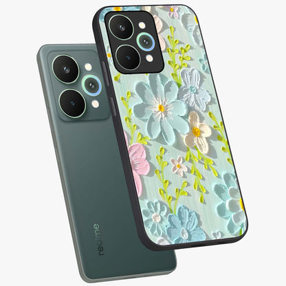 Frosted Petal Garden Glass Case displayed in angled mockup highlighting delicate flower petal design with calm garden aesthetic.