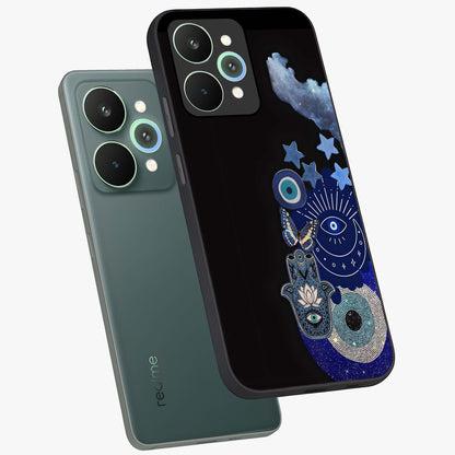 Galactic Charm Cluster Glass Case displayed in angled mockup highlighting luminous galaxy inspired design with dreamy aesthetic.