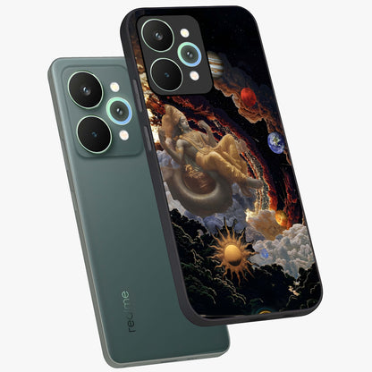 Galactic Divine God Glass Case displayed in angled mockup highlighting powerful celestial deity illustration with galactic aesthetic.