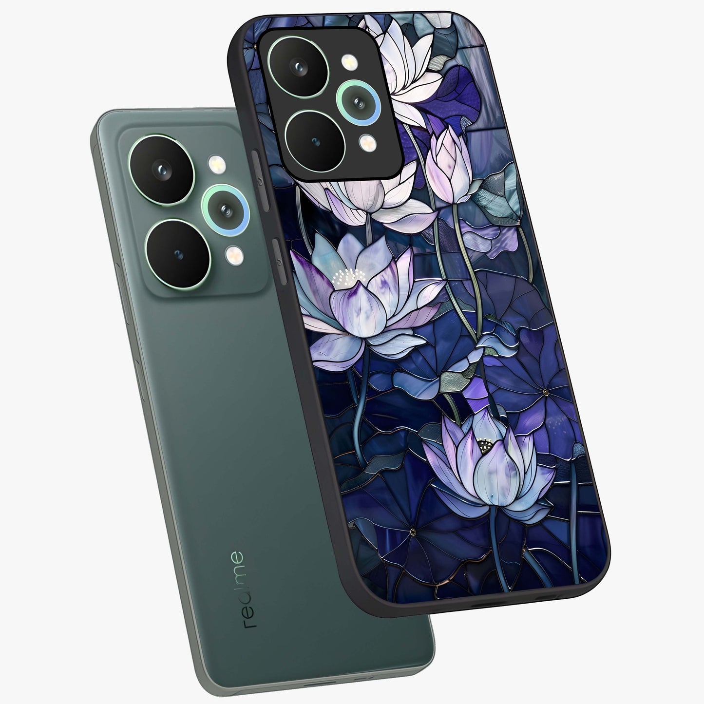 Gloss Petal Rush Glass Case displayed in angled mockup highlighting vibrant petal design with elegant floral aesthetic.