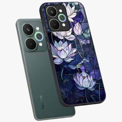 Gloss Petal Rush Glass Case displayed in angled mockup highlighting vibrant petal design with elegant floral aesthetic.