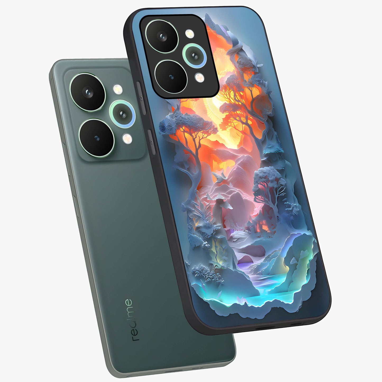 Glow Forest Portal Glass Case displayed in angled mockup highlighting mystical forest design with magical glowing aesthetic.