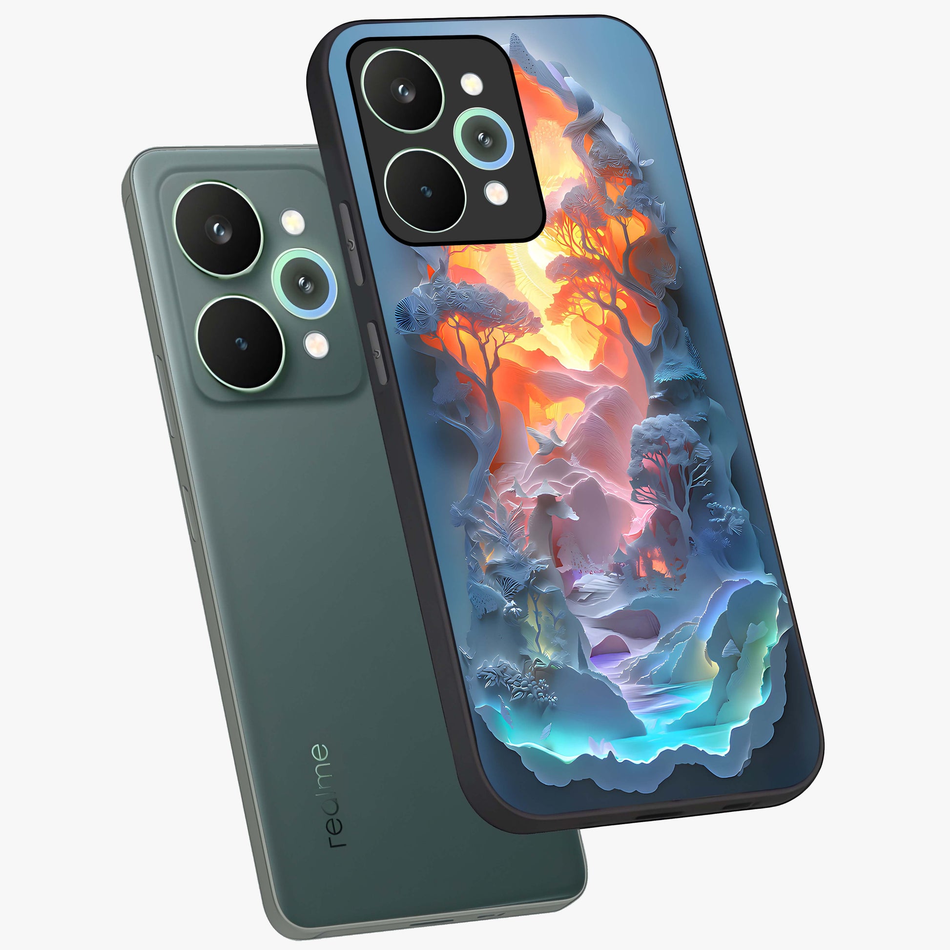 Glow Forest Portal Glass Case displayed in angled mockup highlighting mystical forest design with magical glowing aesthetic.