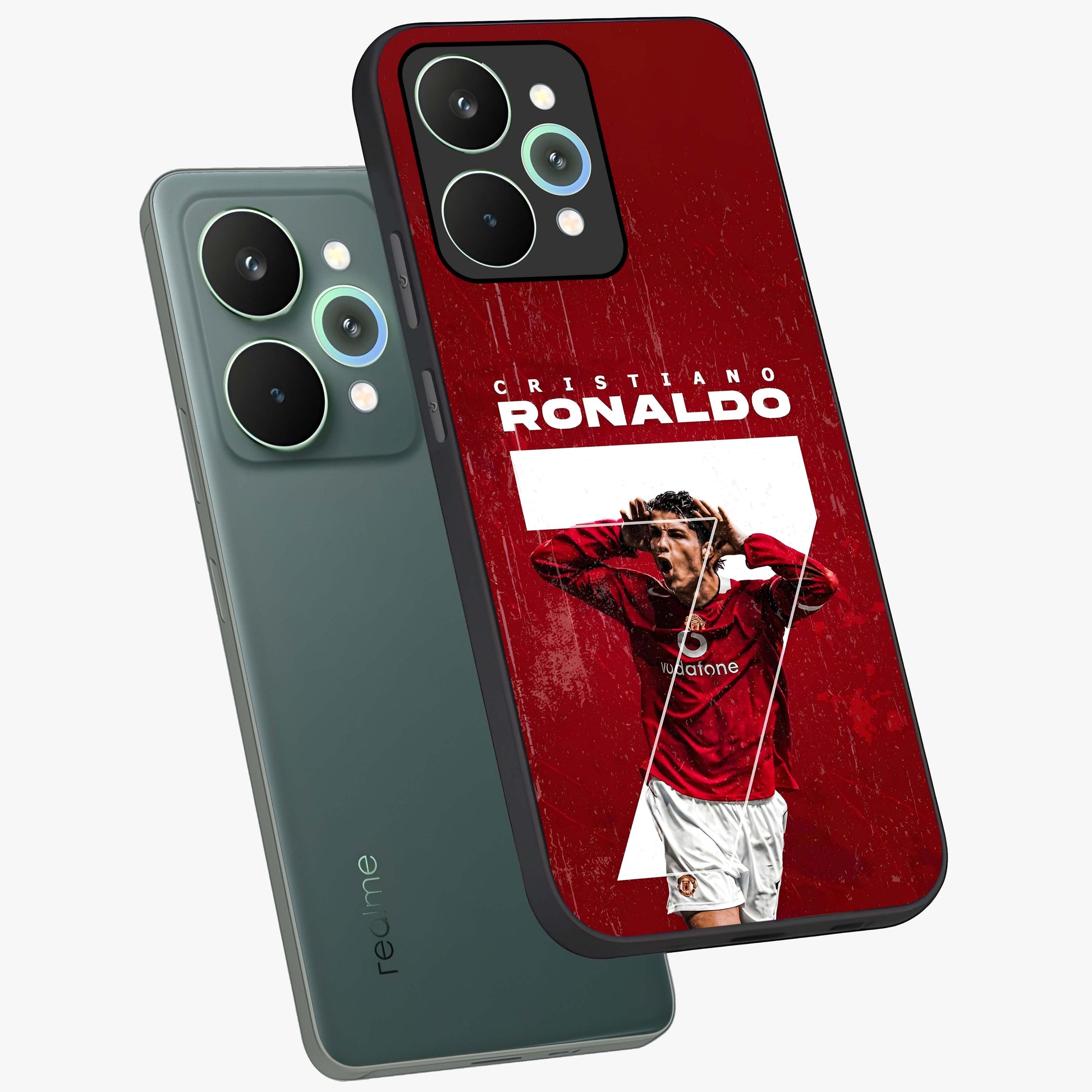 Goal Celebration Legacy Glass Case displayed in angled mockup highlighting energetic sports celebration design with bold athletic theme.