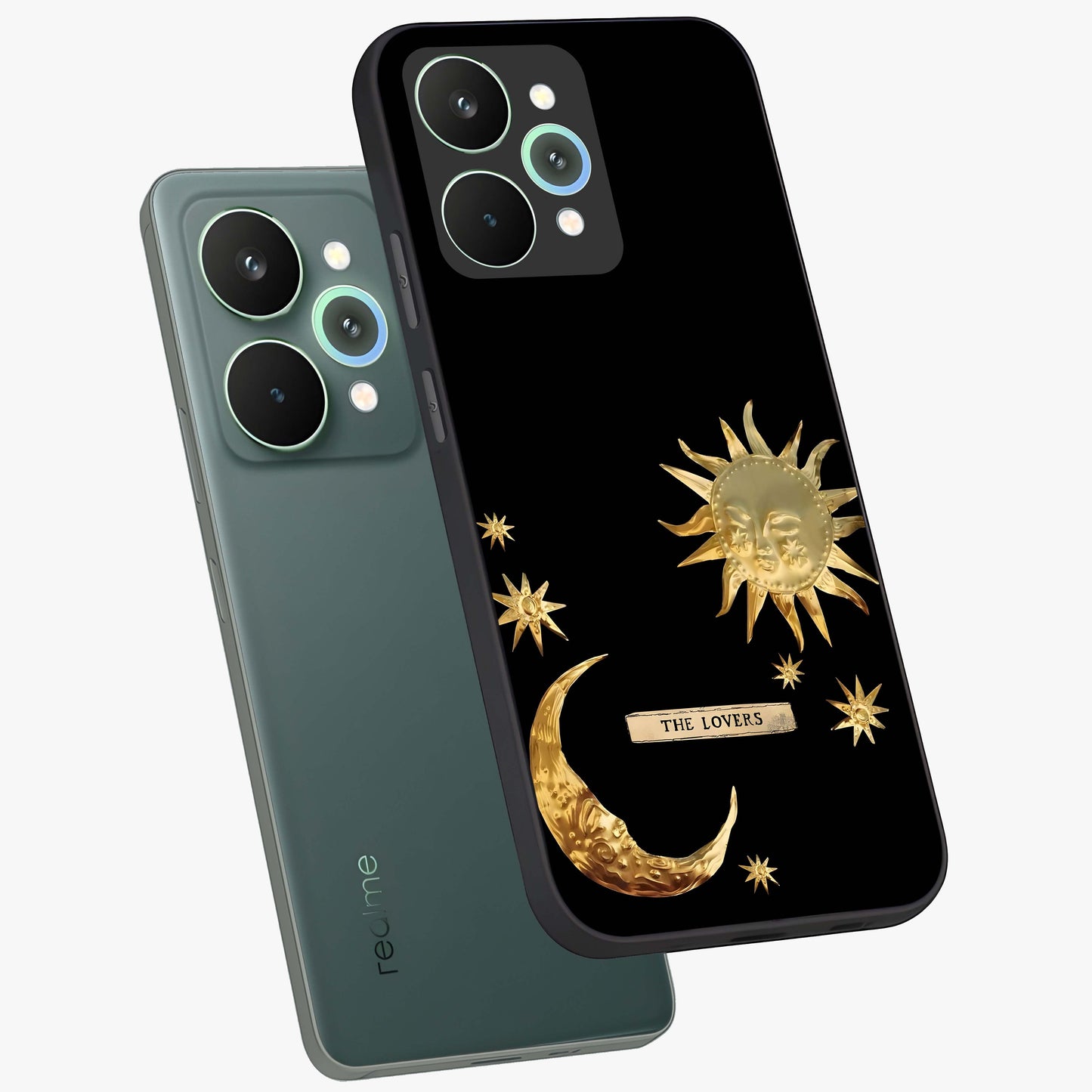 Gold Sun Blush Glass Case displayed in angled mockup highlighting radiant sun design with warm golden aesthetic.