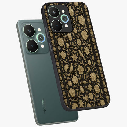 Golden Evil Eye Mandala Glass Case displayed in angled mockup highlighting protective evil eye symbol with golden mandala design.