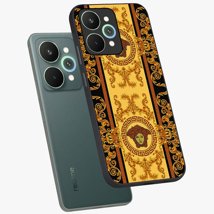 Golden Lotus Glow Glass Case displayed in angled mockup highlighting radiant lotus illustration with spiritual aesthetic.