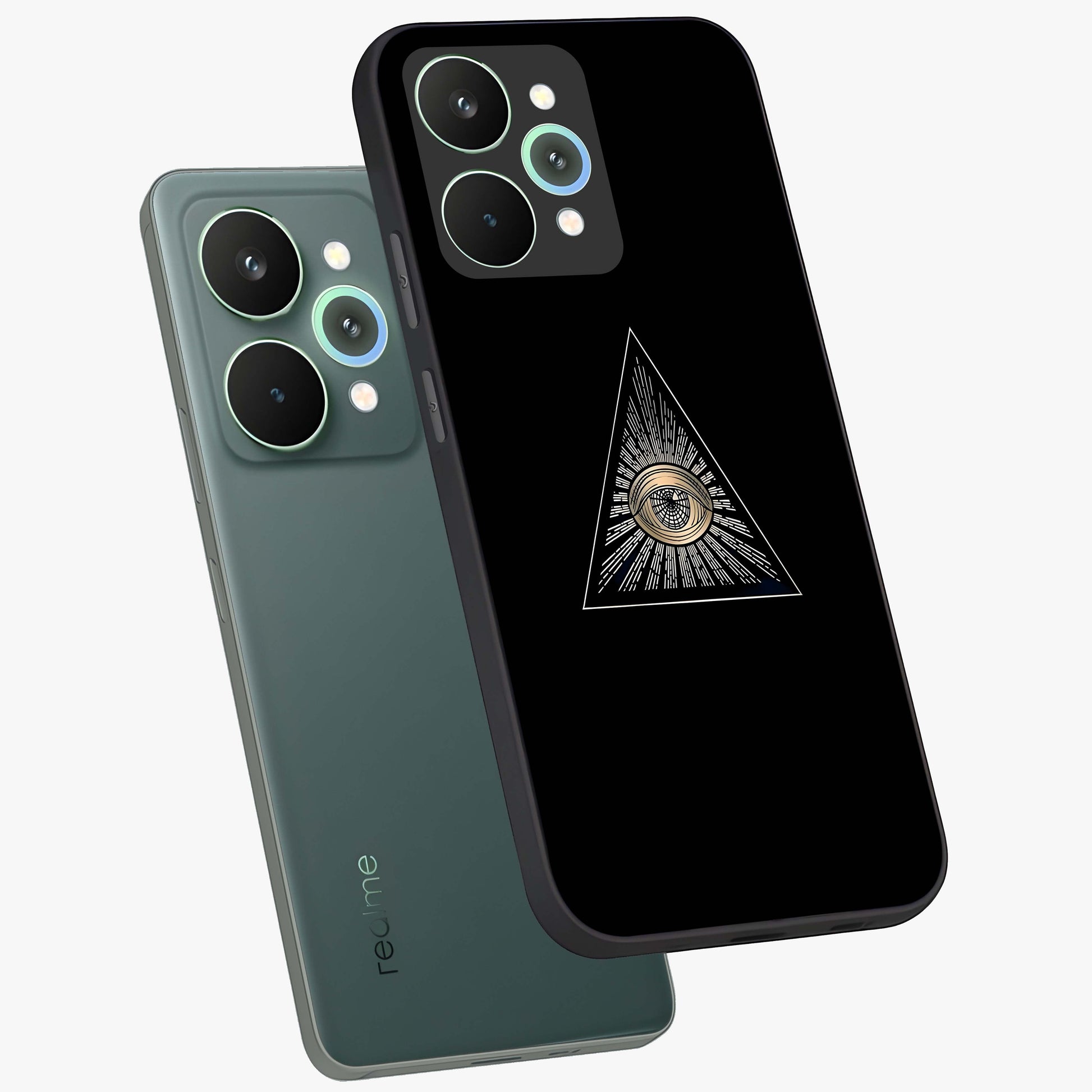 Illuminati Evil Glass Case displayed in angled mockup highlighting dark occult inspired design with bold aesthetic style.