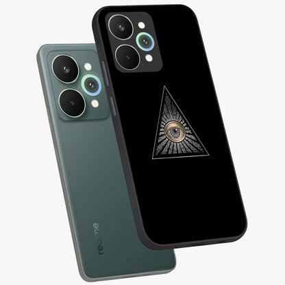 Illuminati Evil Glass Case displayed in angled mockup highlighting dark occult inspired design with bold aesthetic style.