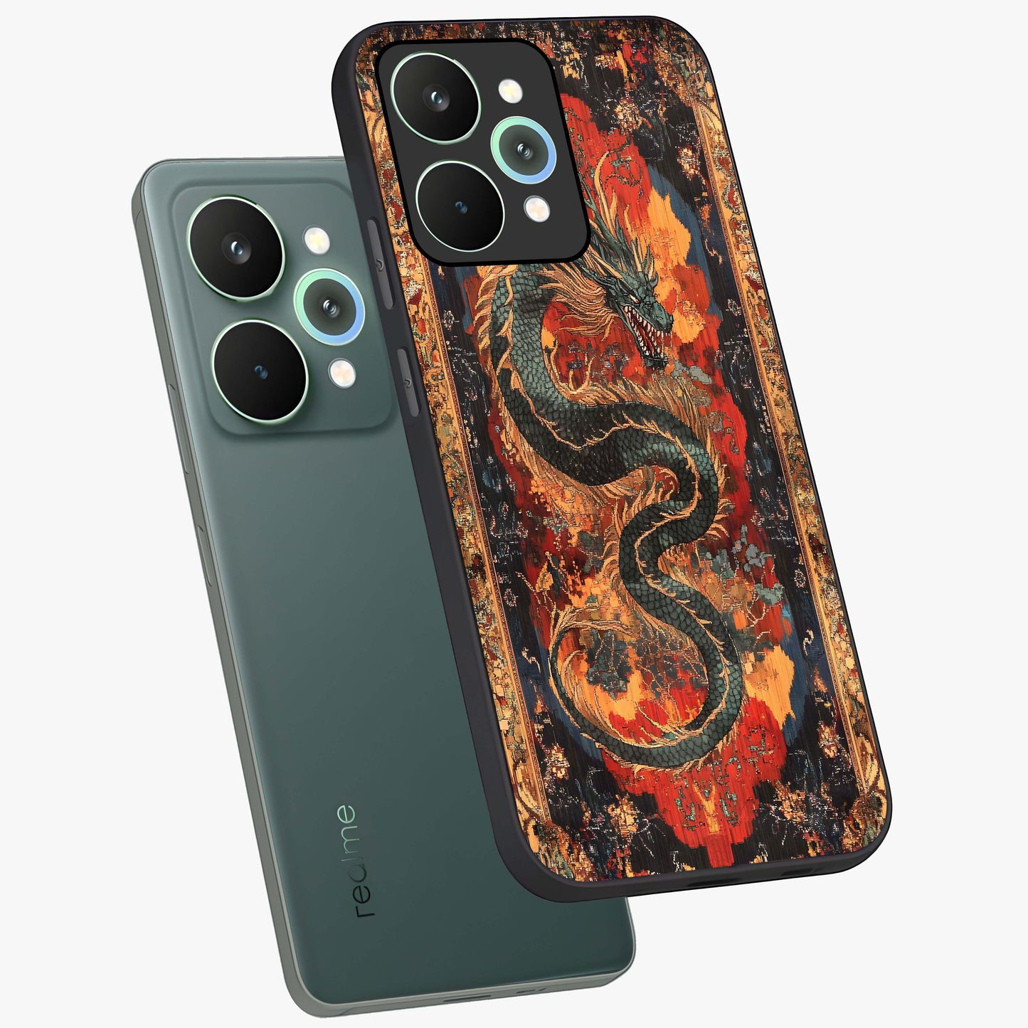 Inferno Dragon Soul Glass Case displayed in angled mockup highlighting powerful dragon illustration with inferno aesthetic.