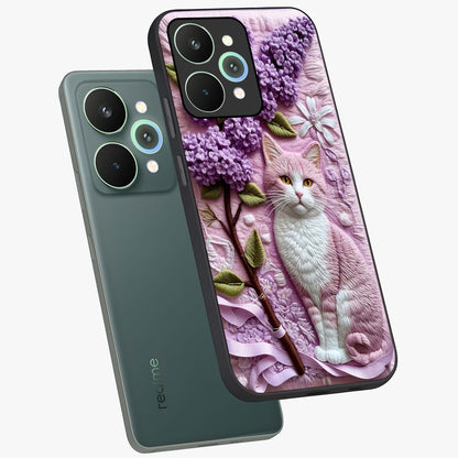 Lavender Cat Whimsy Glass Case displayed in angled mockup highlighting playful feline illustration with pastel lavender aesthetic.