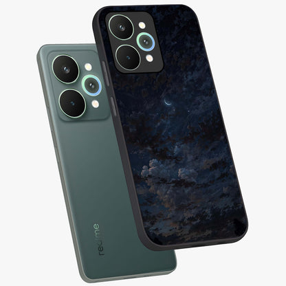 Lunar Veil Silence Glass Case displayed in angled mockup highlighting soft lunar design with peaceful celestial aesthetic.