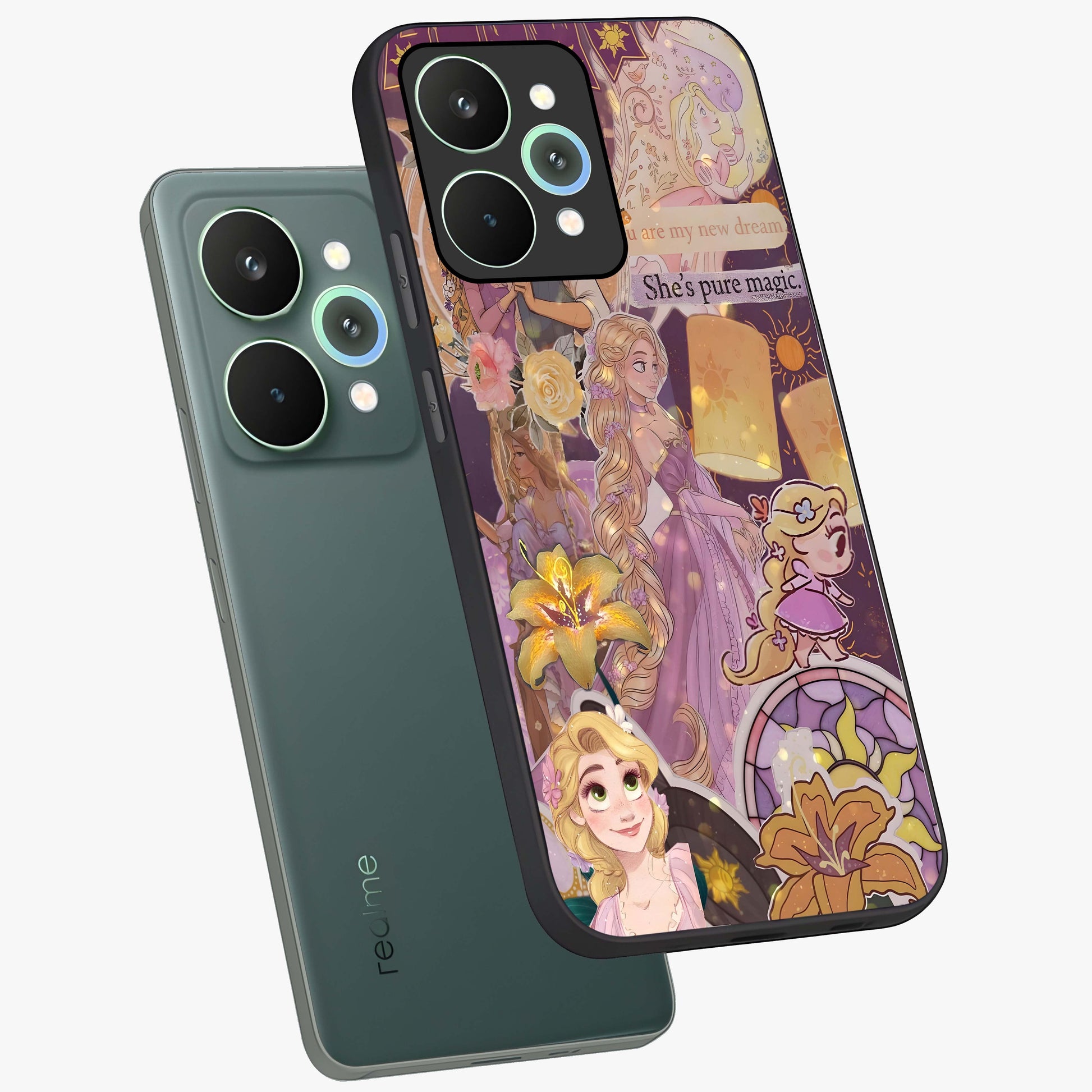 Magical Tangled Dream Glass Case displayed in angled mockup highlighting whimsical fantasy design with magical aesthetic.